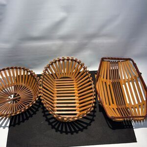 Elegant Brown Wooden Basket Set